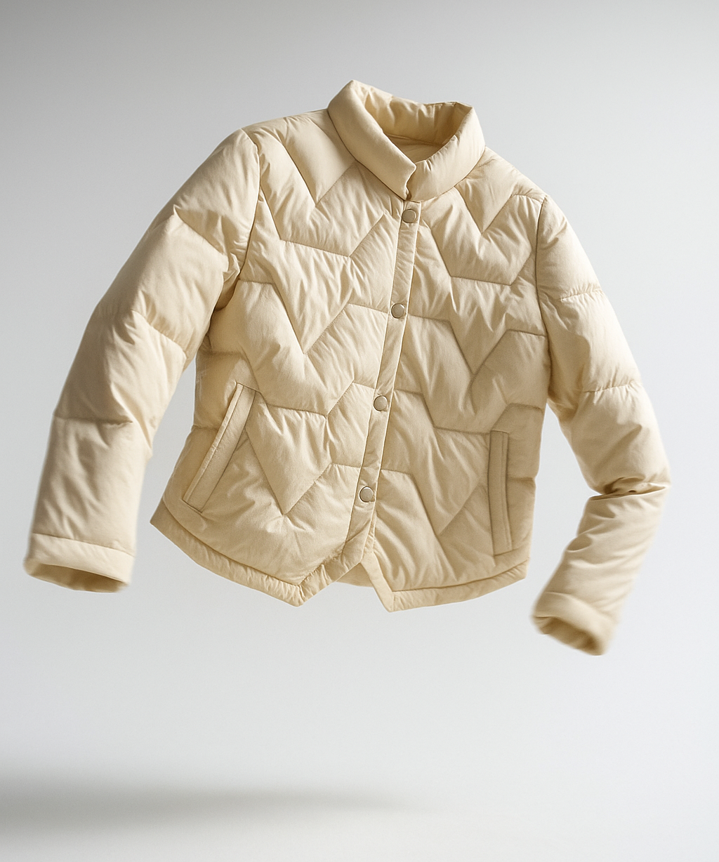 Natalie | Women's Chevron Quilted Duck Down Jacket with Snap Button Closure