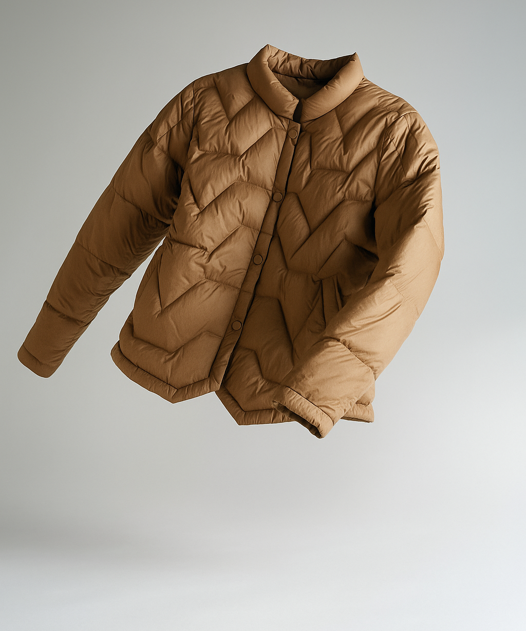 Natalie | Women's Chevron Quilted Duck Down Jacket with Snap Button Closure