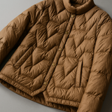 Natalie | Women's Chevron Quilted Duck Down Jacket with Snap Button Closure
