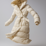 Casey | Women's Long Duck Down Puffer Coat with Belted Waist and Hood