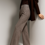 Blair | Women's Wool Blend Wide-Leg Tailored Trousers with Double-Button Waistband