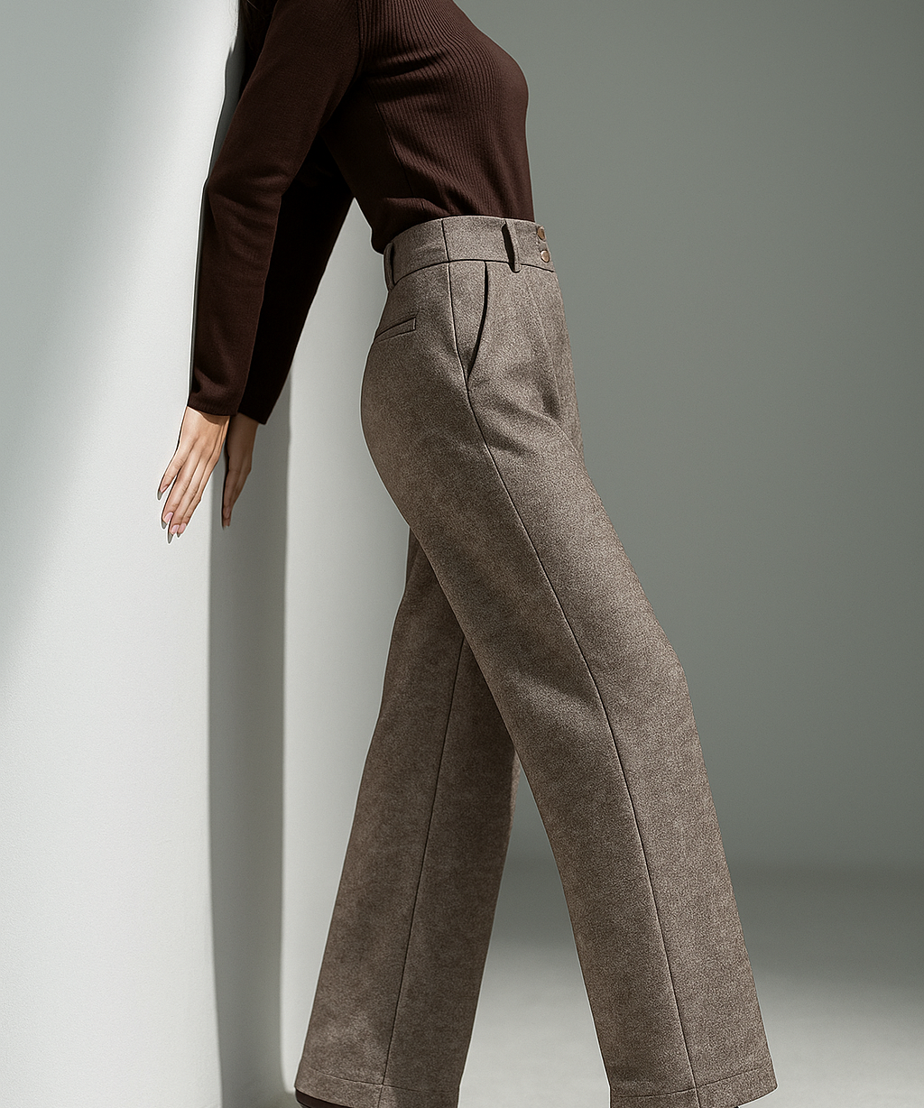 Blair | Women's Wool Blend Wide-Leg Tailored Trousers with Double-Button Waistband