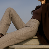 Blair | Women's Wool Blend Wide-Leg Tailored Trousers with Double-Button Waistband