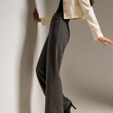 Blair | Women's Wool Blend Wide-Leg Tailored Trousers with Double-Button Waistband