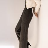 Blair | Women's Wool Blend Wide-Leg Tailored Trousers with Double-Button Waistband