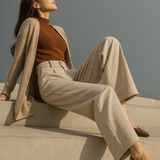 Blair | Women's Wool Blend Wide-Leg Tailored Trousers with Double-Button Waistband