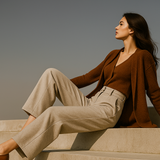 Blair | Women's Wool Blend Wide-Leg Tailored Trousers with Double-Button Waistband