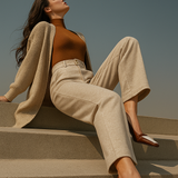 Blair | Women's Wool Blend Wide-Leg Tailored Trousers with Double-Button Waistband