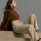 Blair | Women's Wool Blend Wide-Leg Tailored Trousers with Double-Button Waistband