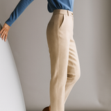 Camille | Women's Wool Blend Tapered Ankle Trousers with High Waist