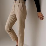 Camille | Women's Wool Blend Tapered Ankle Trousers with High Waist