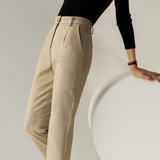 Camille | Women's Wool Blend Tapered Ankle Trousers with High Waist