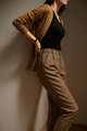 Camille | Women's Wool Blend Tapered Ankle Trousers with High Waist