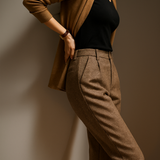 Camille | Women's Wool Blend Tapered Ankle Trousers with High Waist