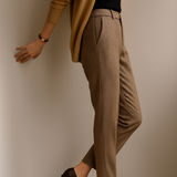 Camille | Women's Wool Blend Tapered Ankle Trousers with High Waist