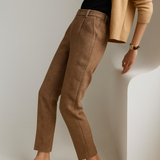 Camille | Women's Wool Blend Tapered Ankle Trousers with High Waist