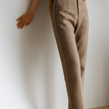 Camille | Women's Wool Blend Tapered Ankle Trousers with High Waist