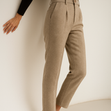 Camille | Women's Wool Blend Tapered Ankle Trousers with High Waist