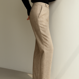 Camille | Women's Wool Blend Tapered Ankle Trousers with High Waist