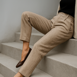 Camille | Women's Wool Blend Tapered Ankle Trousers with High Waist
