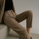 Camille | Women's Wool Blend Tapered Ankle Trousers with High Waist