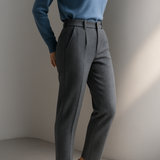 Camille | Women's Wool Blend Tapered Ankle Trousers with High Waist