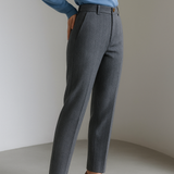 Camille | Women's Wool Blend Tapered Ankle Trousers with High Waist