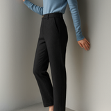 Camille | Women's Wool Blend Tapered Ankle Trousers with High Waist