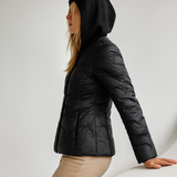 Magdalena | Women's Lightweight Duck Down Jacket with Heart Quilt and Knit Hood