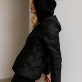 Magdalena | Women's Lightweight Duck Down Jacket with Heart Quilt and Knit Hood
