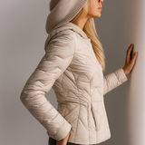 Magdalena | Women's Lightweight Duck Down Jacket with Heart Quilt and Knit Hood