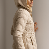 Magdalena | Women's Lightweight Duck Down Jacket with Heart Quilt and Knit Hood