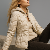 Magdalena | Women's Lightweight Duck Down Jacket with Heart Quilt and Knit Hood