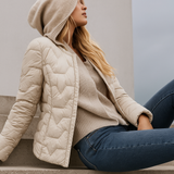 Magdalena | Women's Lightweight Duck Down Jacket with Heart Quilt and Knit Hood