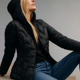 Magdalena | Women's Lightweight Duck Down Jacket with Heart Quilt and Knit Hood
