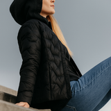 Magdalena | Women's Lightweight Duck Down Jacket with Heart Quilt and Knit Hood