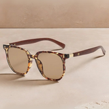 Sarah | | Women's Sunglasses with Wooden Arms and Square Frame