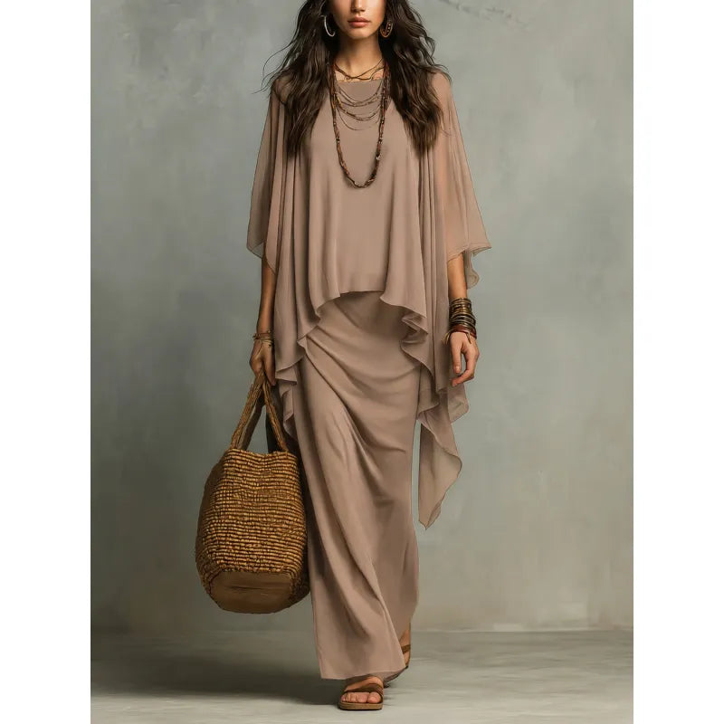 Rosaline | Women's Dress with Overlay and Draped Skirt