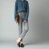 Vivian | Women's Wool Blend Straight Leg Trousers with High Waist