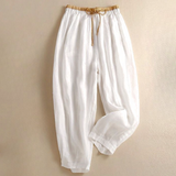 Éline | Women's Linen Tapered Pants with High Stretch Waist