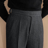 Logan | Men Wool Trousers with Extended Tab Pleats