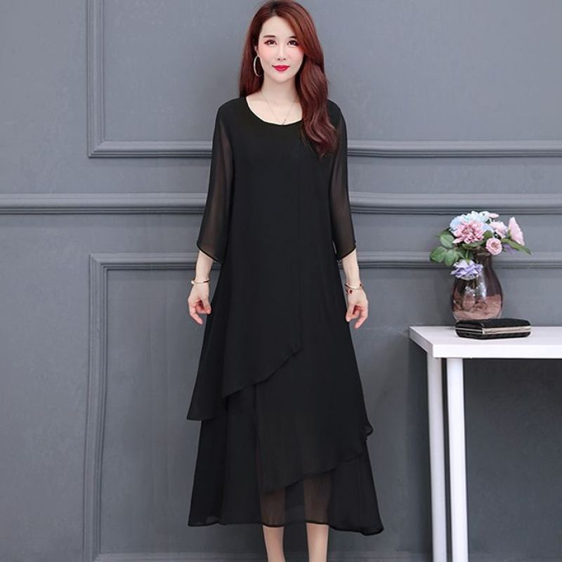 Aubrey | Women's Dress with Sheer Sleeves and Layers