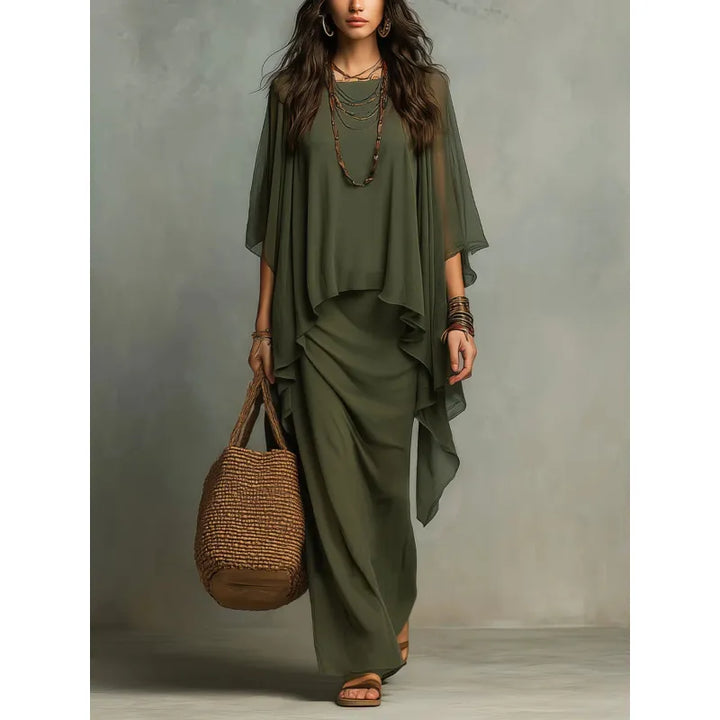 Rosaline | Women's Dress with Overlay and Draped Skirt