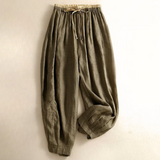 Éline | Women's Linen Tapered Pants with High Stretch Waist