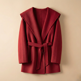 Ellen | Women's Belted Mid-Length Cashmere Blend Coat with Hood