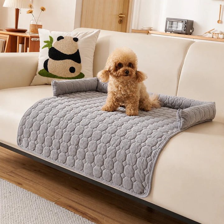 Pawvella – Bolstered Pet Couch Bed with Cooling Top, Non-Slip Sofa Protector