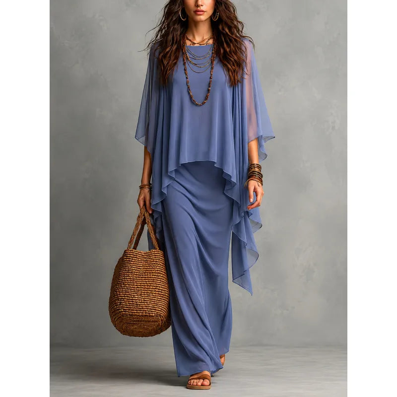 Rosaline | Women's Dress with Overlay and Draped Skirt