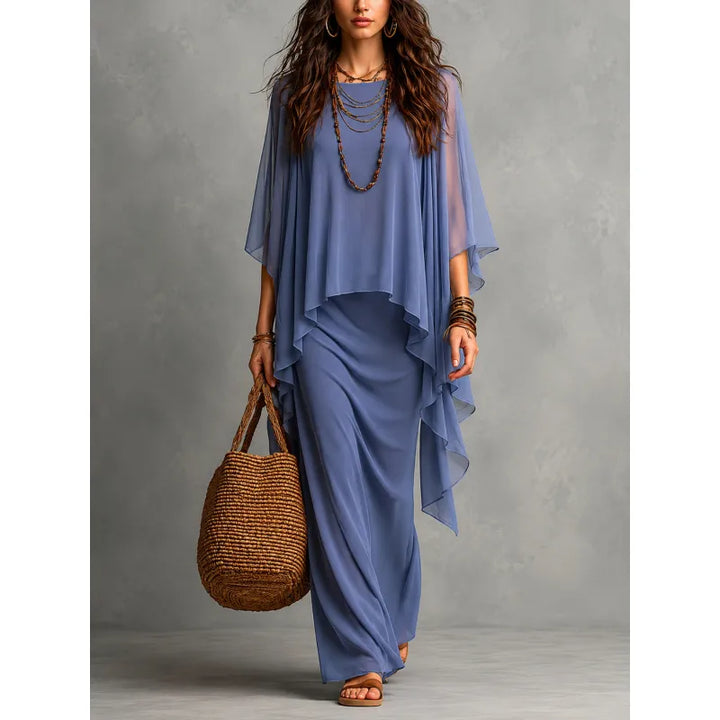 Rosaline | Women's Dress with Overlay and Draped Skirt