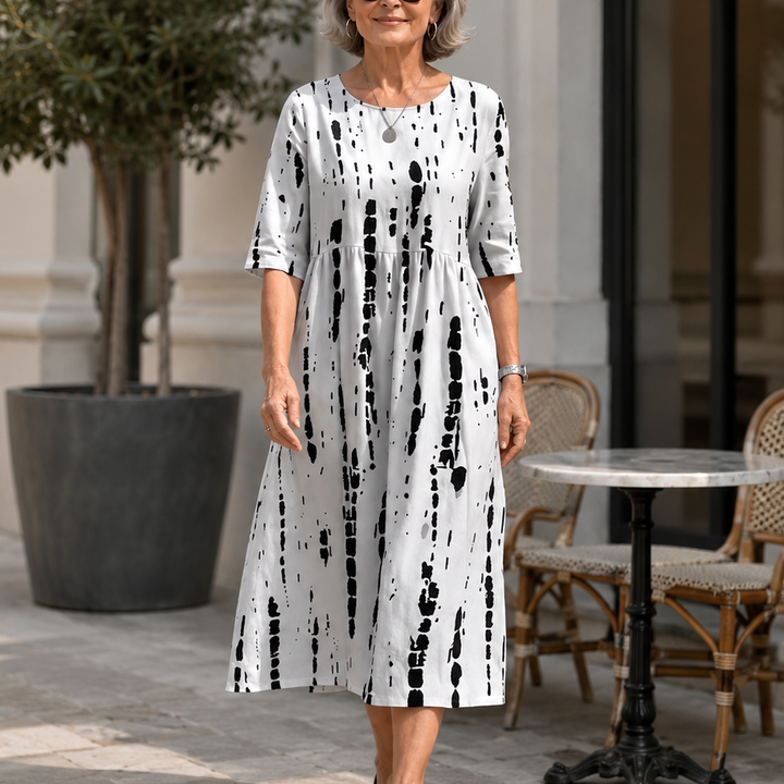 Wearbella – Floral Print Round-Neck Midi Dress