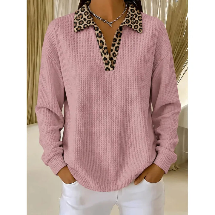 Rachel | Women's Pullover with Patterned Collar Detail